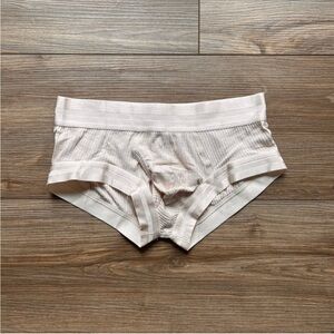 Tauwell | Seamless Ribbed Low Rise Stretch Trunks in Off-White Cream (Medium)